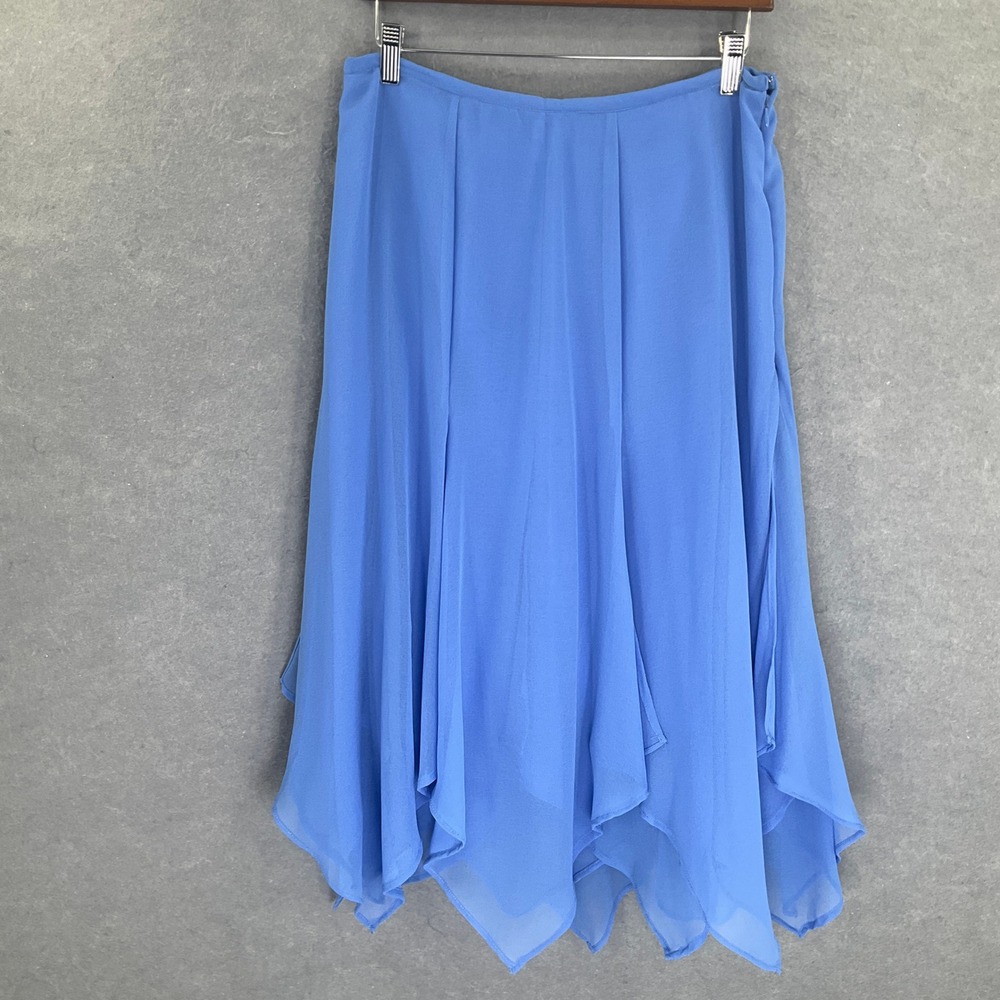 Lucky & Coco Midi Skirt‎ Sz M Blue Layered Asymmetrical Chiffon Fairy Whimsigoth